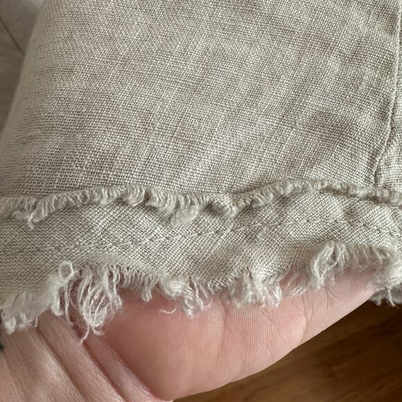 COSMO | Natural Linen Raw Hem High Neck Swing Dress Lagenlook | Size Extra Small - Picture 4 of 6